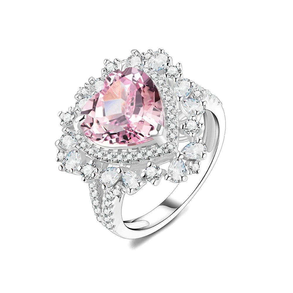 MINTYBOX 4.0CT Heart Ruby Rings for Women S925 Sterling Sliver 10*10MM Gemstone Engagement Wedding Rings Fine Jewelry Party