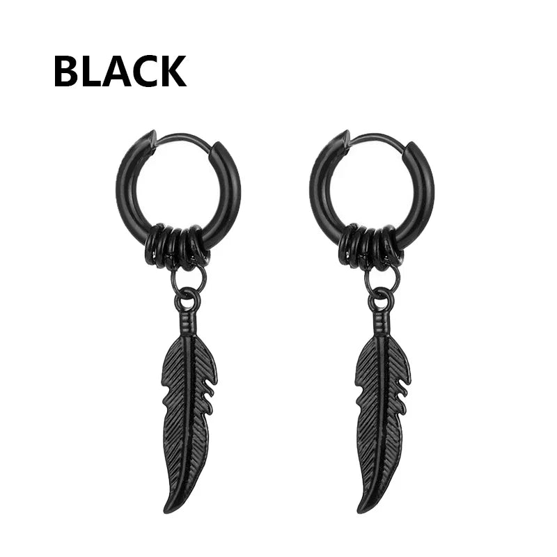 Punk Stainless Steel Stud Earrings Set | Unisex Hip Hop Piercing Jewelry
