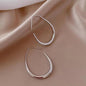 925 Sterling Silver Golden Ellipse Hoop Earrings For Women Ladies Wedding Engagement Female Jewelry Gift Money 925 Jewellery