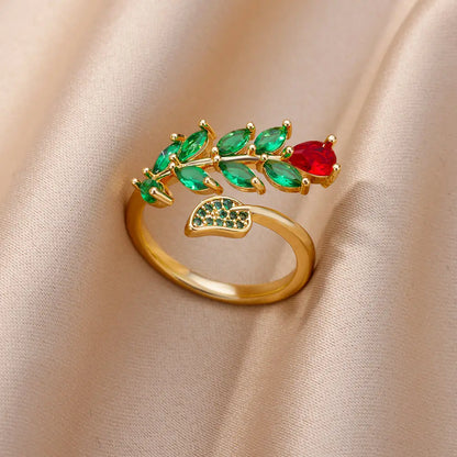Luxury Rose Flower Zircon Rings For Women Gold Color Stainless Steel Fashion Butterfly Ring 2023 Wedding Aesthetic Jewerly Gift