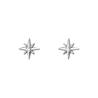 925 Sterling Silver Geometric Eight Star Stud Earrings | Fine Zircon Jewelry for Women