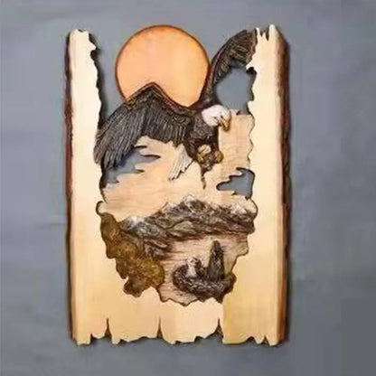 Handmade Cool Animal Carving Handcraft Wall Hanging Decoration Sculpture Wood Raccoon Bear Deer Hand Painted Home Room 13CM*20CM