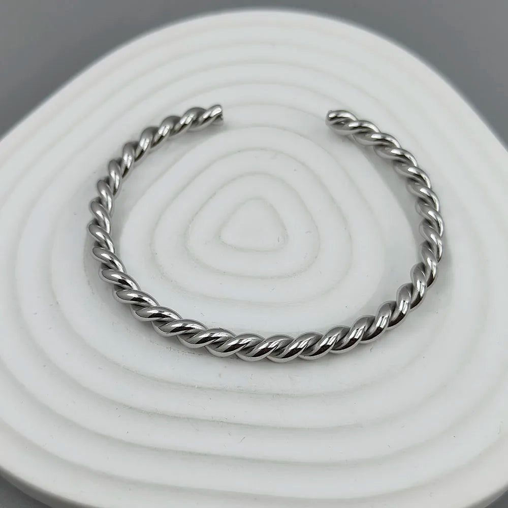 Double-layer wire-wrapped stainless steel gold-plated 18K bracelet, high-quality waterproof silver jewelry, gift for couples