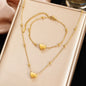 DOTIFI Stainless Steel Stereoscopic Heart Pendant Necklace Bracelet Jewelry Set Simple Fashion Commuter For Women Jewelry Gift