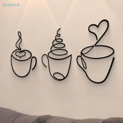 Metal Black Coffee Cup Wall Art Decor | Kitchen, Cafe & Coffee Bar Wall Hanging