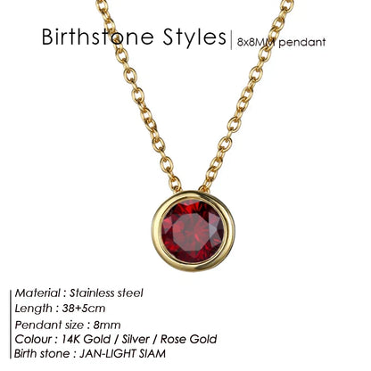Classic Stainless Steel Necklace Women Designer Luxury Jewelry Gold Color Bride Statement 12 Birthstone Necklace