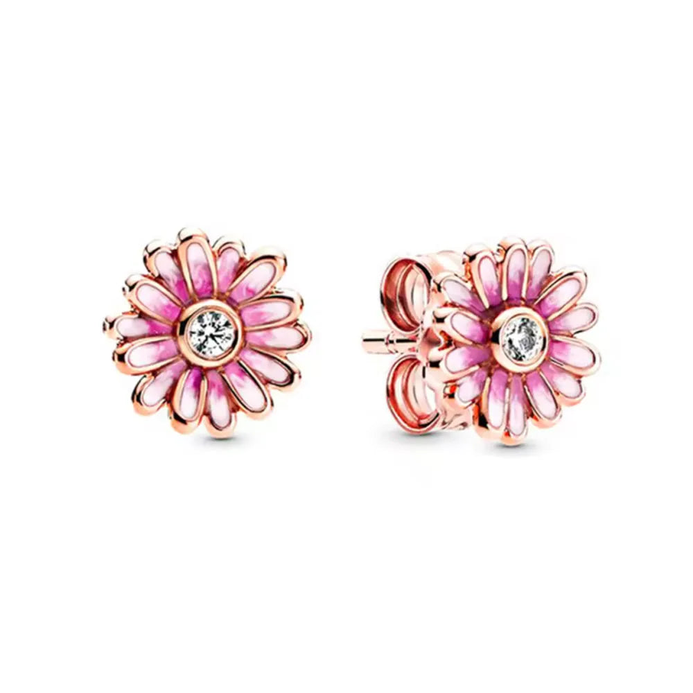 European New 925 Silver Butterfly Flower Stud Earrings, Fit Women's Festival Exquisite Charm Jewelry Gifts