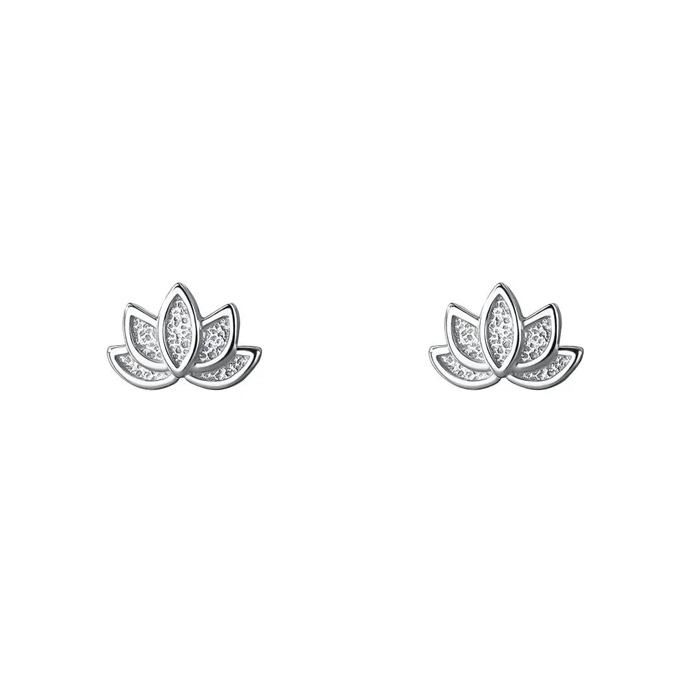 S925Silver Forest style lotus earrings, lotus earrings for women, simple, fresh, niche design, cute and artistic