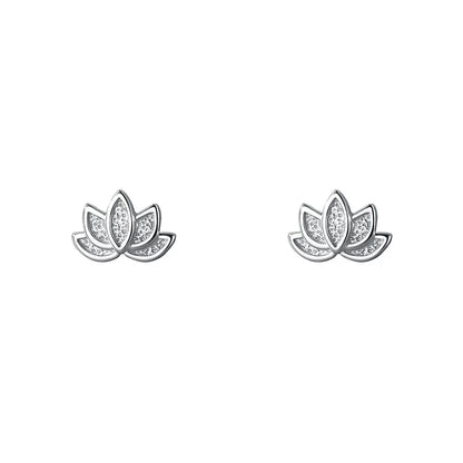 S925Silver Forest style lotus earrings, lotus earrings for women, simple, fresh, niche design, cute and artistic