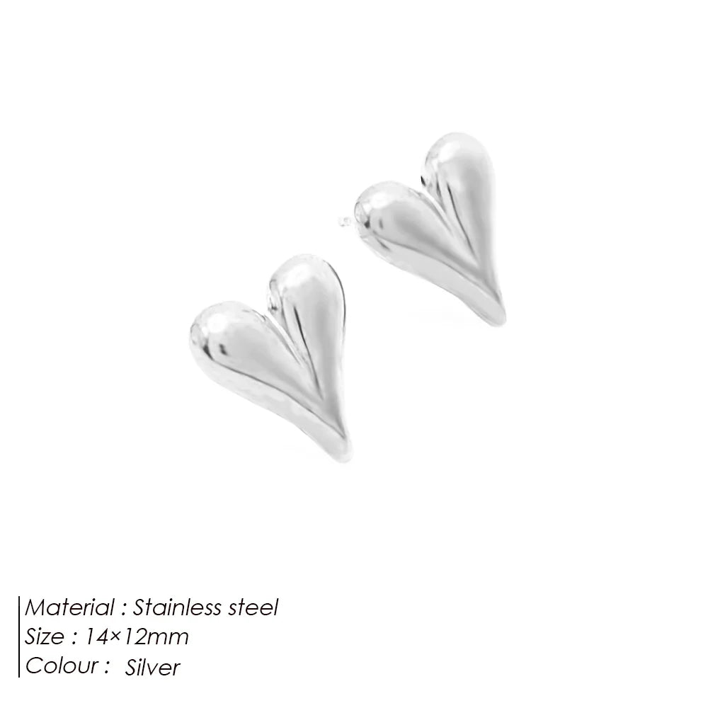 SUNIBI Stainless Steel Stud Earring for Women Gold Color Silver Color Simple Earrings Wives Smooth Thick Hoop Fashion Jewelry