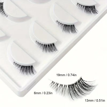 Natural Look Curly Half Lashes | 5 Pairs for Volume and Definition