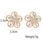 NEWBUY Delicate Gold Color Cute Flower Stud Earrings For Women Pink Green White CZ Crystal Jewelry Femme Bijoux