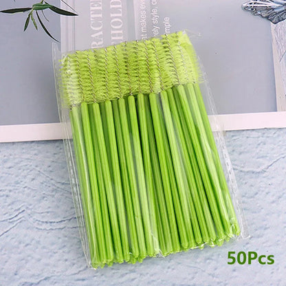 Disposable Eyelash Brushes 50 Pack | Mascara Wands Applicator Spoolies for Lash Extensions