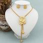 New Fashion Gold Plated Jewelry Set Pendant Dubai Italy Necklace Drop Earrings for Women Adjustable Chain Party Bohemia Jewelry