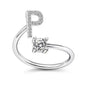 LATS Zircon Initial A-Z Letter Rings for Women Girl Adjustable Opening Ring Name Alphabet Female Wedding Fashion Jewelry Gift
