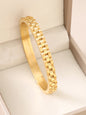 1pc 18K Gold Plated Stainless Steel Stackable Bracelet With Chain And Clover Design, Fashion Style For Women, Suitable For Casua