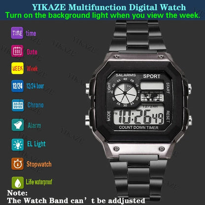 MAYZHISU Classic Men's Digital Watch | Luxury Stainless Steel Sport Watch