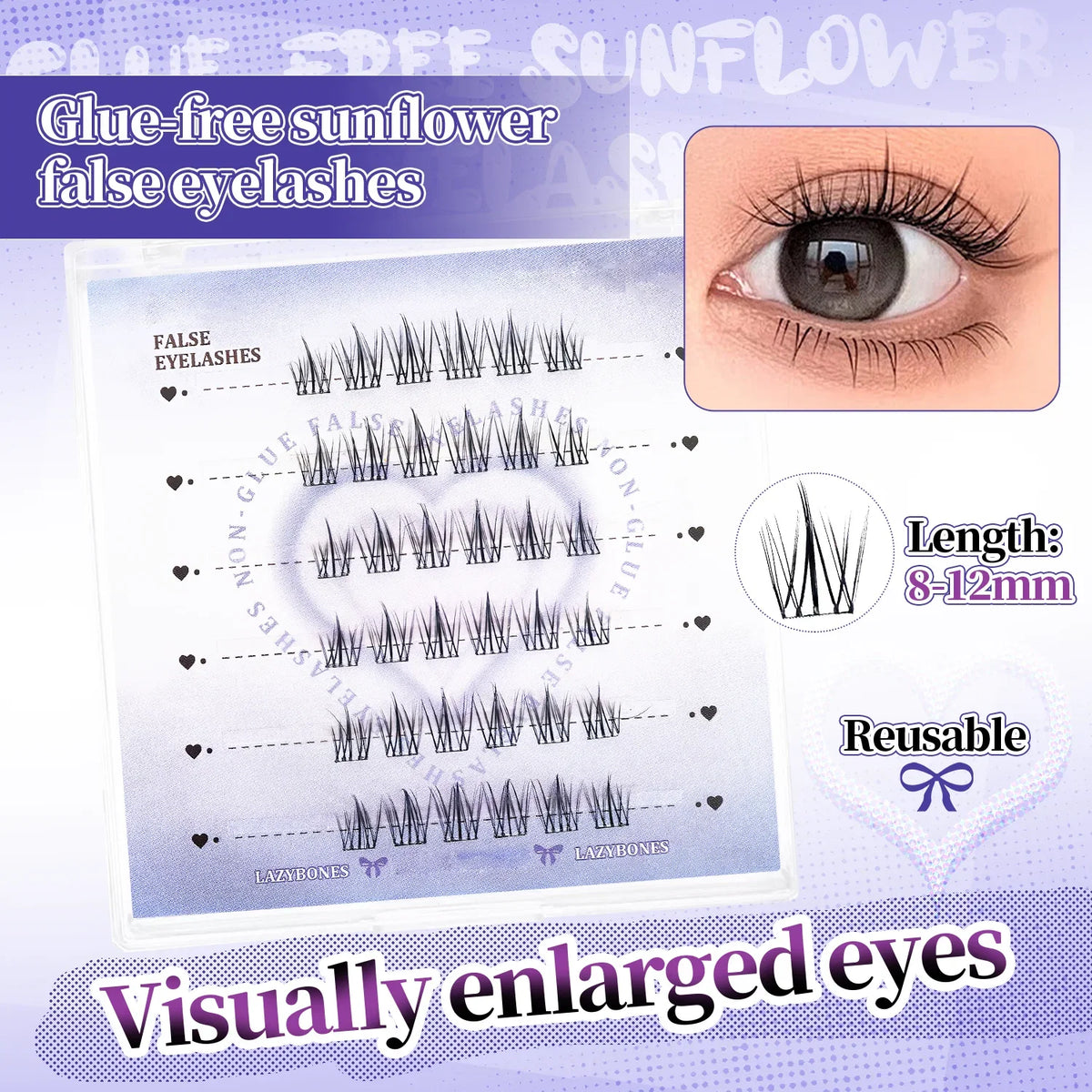 Glue Free False Eyelash | Natural Style Reusable Lashes for Beginners