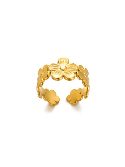 Stainless Steel Exaggerated Big Flower Rings For Women Gold Color Sunflower Finger Ring Female Fashion Aesthetic Jewelry Gift