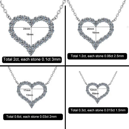 NeeTim D Color Moissanite Necklace Heart Pendant 925 Sterling Silver White Gold Plated Chain Fine Neck Chain for Women Wholesale
