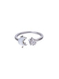 Zircon Moon Rings For Women Stainless Steel Glowing Moon Star Adjustable Finger Ring Aesthetic Wedding Jewelery Gift bague femme