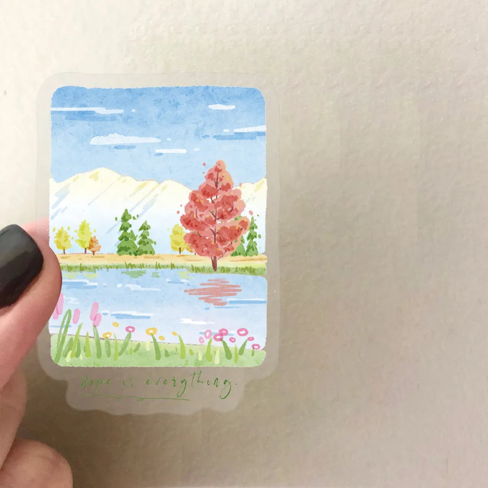 50PCS Transparent Mountain and Sea Painting Stickers | Waterproof Clear PET for Scrapbooking