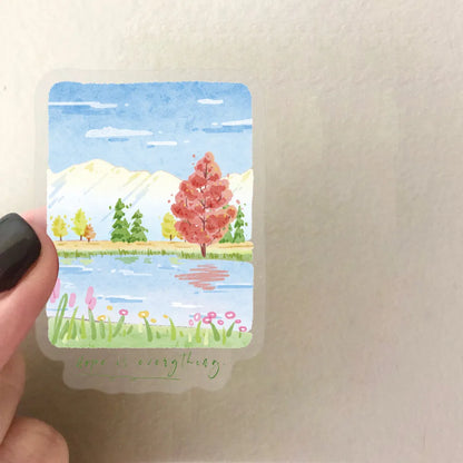 50PCS Transparent Mountain and Sea Painting Stickers | Waterproof Clear PET for Scrapbooking