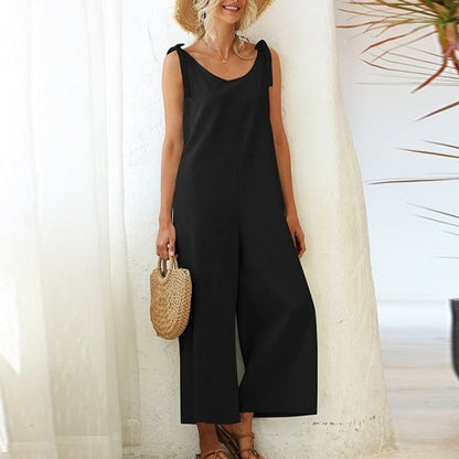 Women's Overalls 2022 Wide Leg Jumpsuit for Women Summer Cotton Backless Romper