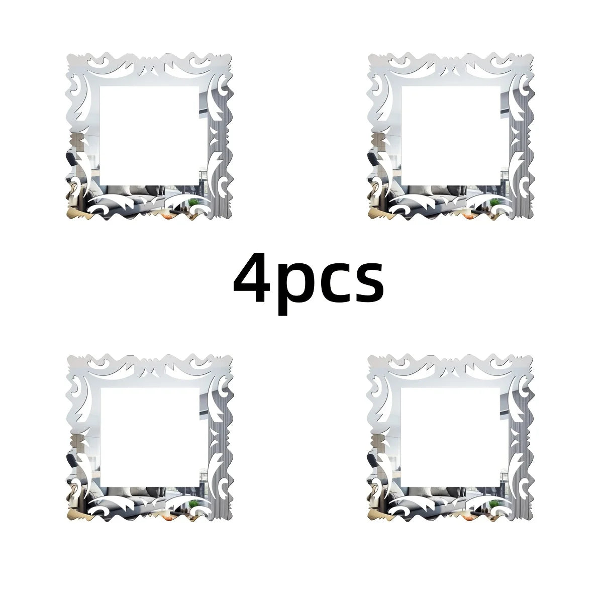 Mirror Style Switch Decals | 4 Pack Decorative Wall Stickers for Living Room