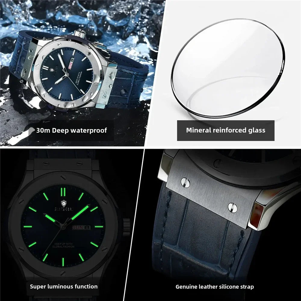 Fashion Quartz Wristwatches New Gifts Sports Leather Mens Automatic Watches For Man Luxury Automatic Watch Men Digital Clock