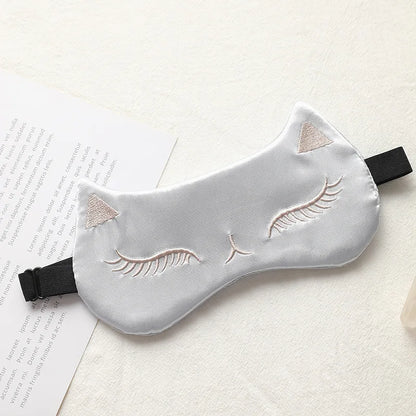 Cat Silk Sleep Eye Mask | Cute Light Blocking Eye Cover for Travel and Nap