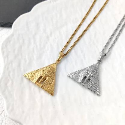 Trendy Jewelry PVD Gold Plated Egyptian Pyramid Charm Stainless Steel Egypt Pharaoh Pendant for Women Men Necklace