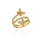 Luxury Rose Flower Zircon Rings For Women Gold Color Stainless Steel Fashion Butterfly Ring 2023 Wedding Aesthetic Jewerly Gift