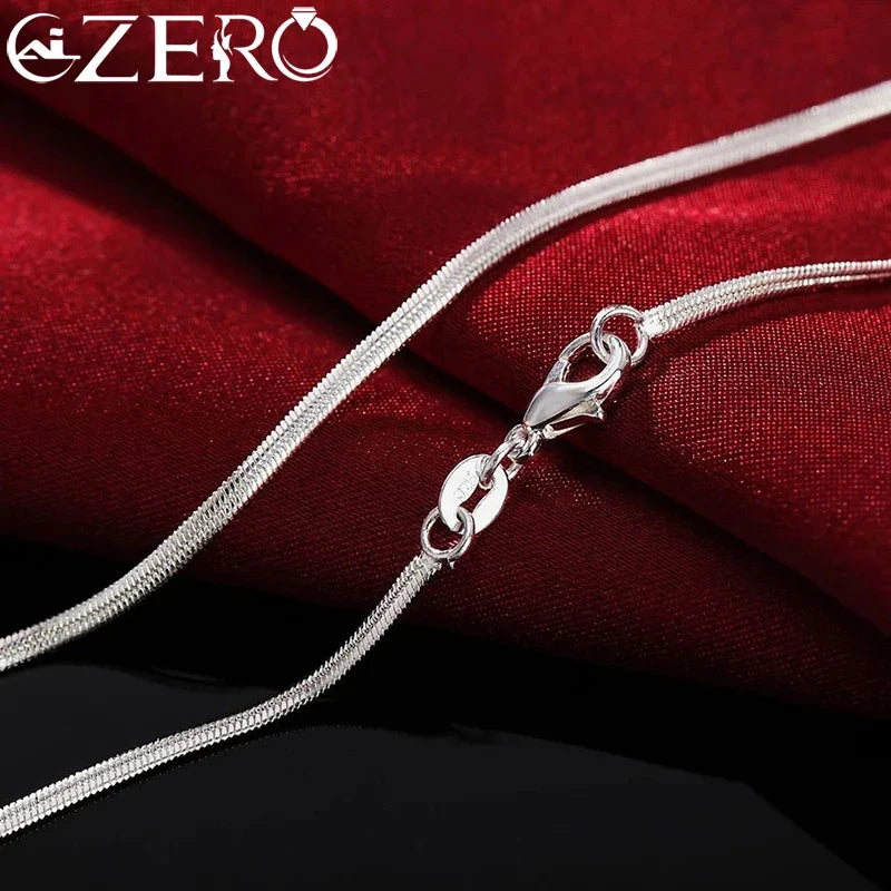 16-30inches 925 Sterling Silver Necklace 2MM Charms Wedding Party Flat Snake Chain Cute for Women Men Fashion Fit Pendant