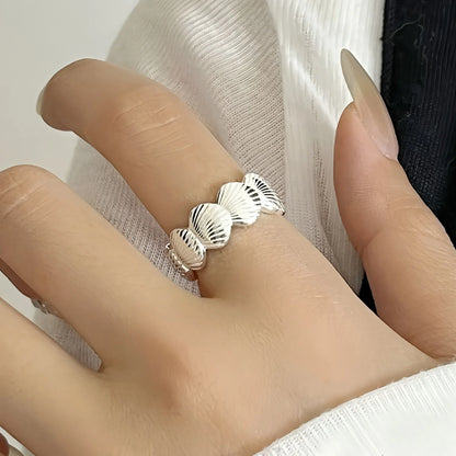 925 Sterling Silver Frosting Geometry Ring | Textured Wide Band for Women