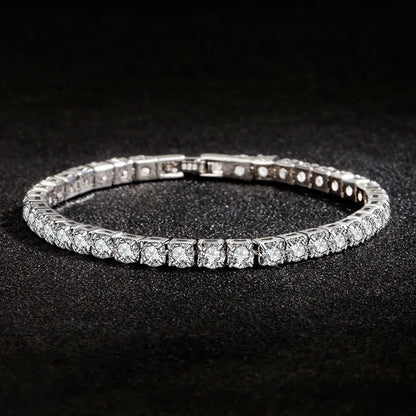S925 Sterling Silver Bracelet Zirconia Tennis Ball Women Fashion Simple Engagement Wedding Charm Jewelry 4mm 16-23cm