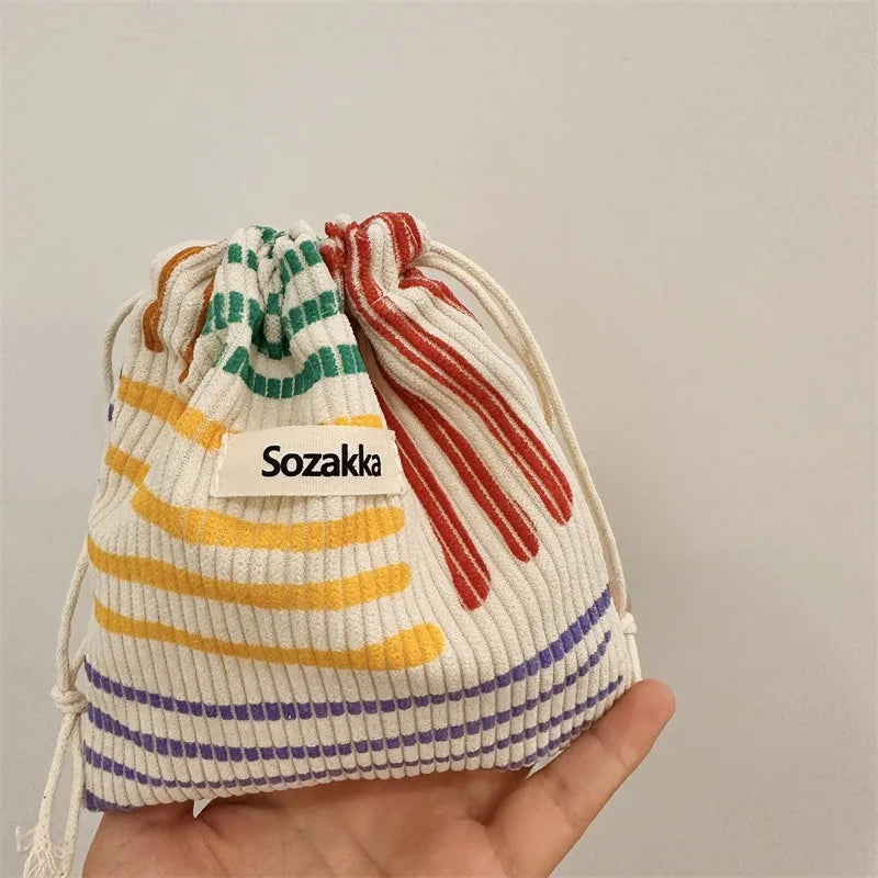 Corduroy Drawstring Pouch | Versatile Storage Bag for Jewelry, Cosmetics, and Small Essentials