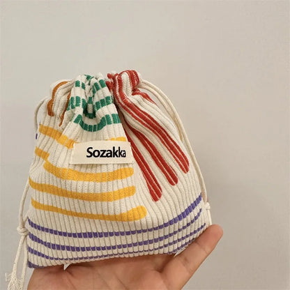 Corduroy Drawstring Pouch | Versatile Storage Bag for Jewelry, Cosmetics, and Small Essentials