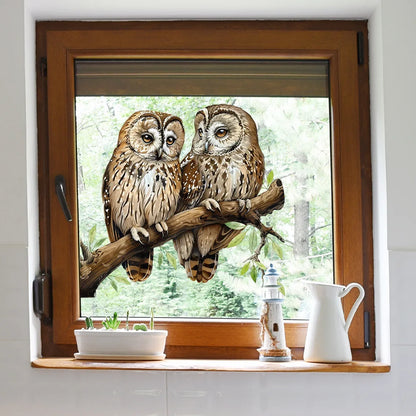 Owl Flower Branch Wall Stickers | Self-Adhesive Animal Wall Decals for Living Room