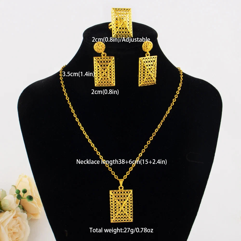 fashion gold jewelry set stainless steel earrings necklaces for women simple Personality gift wedding party Accessories