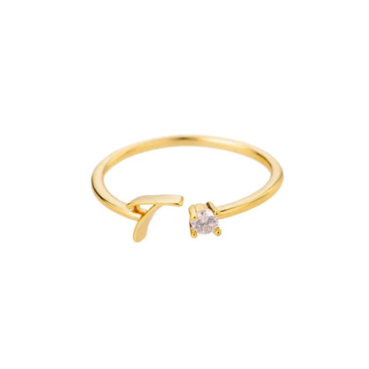 Zircon Tiny Initial Letter Rings For Women Stainless Steel A-Z Letters Adjustable Ring Female Christmas Aesthetic Jewelry Gift