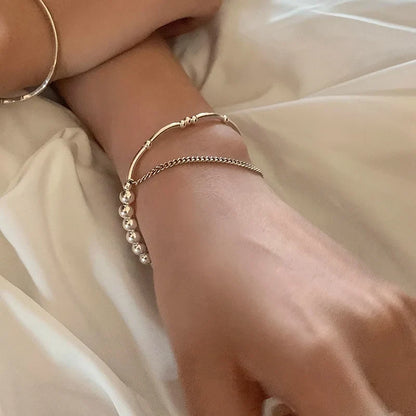 Sterling Silver plated Thai Silver Bracelet for Women Vintage Geometric Heart Love Lucky Punk Jewelry 2023 New Dropship
