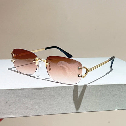 Rimless Square Sunglasses | Vintage Gradient UV400 Shades