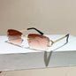 Rimless Square Sunglasses | Vintage Gradient UV400 Shades