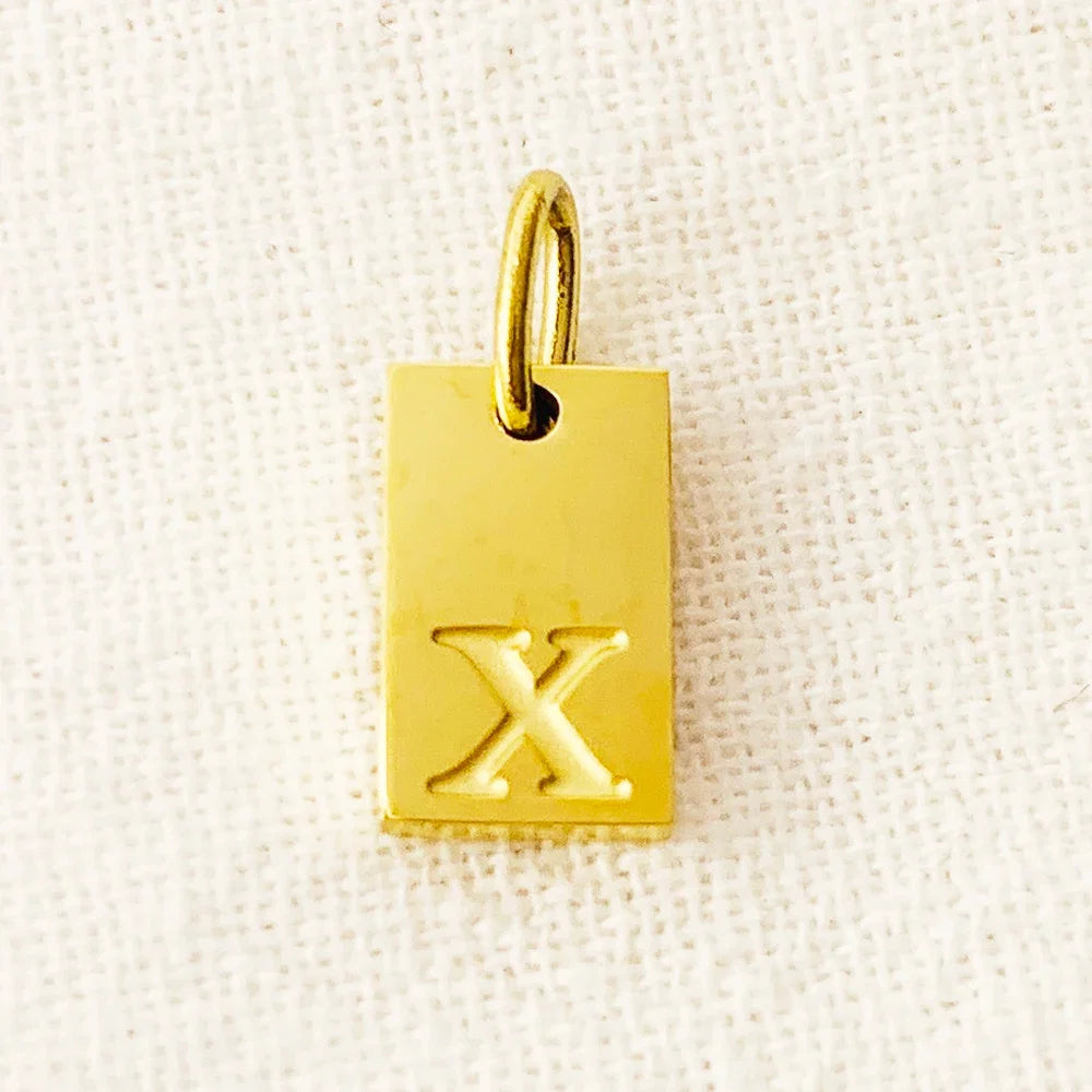 SUNIBI Alphabet Charm Pendant for Necklaces Stainless Steel Jewelry DIY Engraved Lettering Accessories Women's Fashion Jewelry