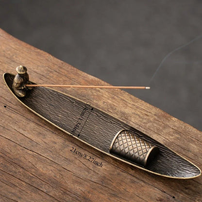 Creative Incense Holder Boat | Old Men Fishing Japanese Style Incense Stick Burner
