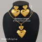 Gold Color Heart Shape Metal Pendant Earrings Sets 24K Gold Plated Simple Fashion Love Collarbone Chain Exquisite Holiday Gifts