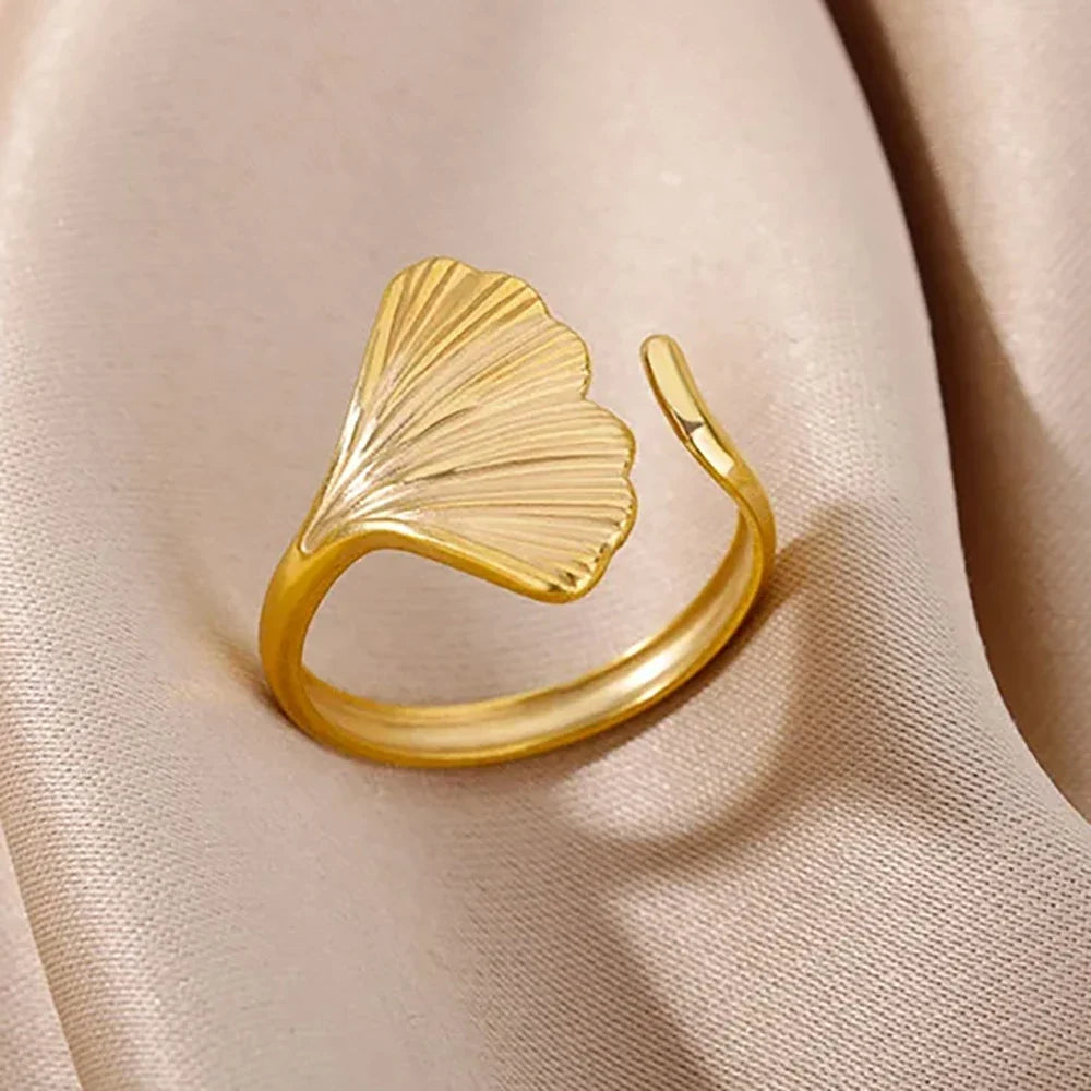 Starfish Shell Stainless Steel Open Rings For Women Fashion Gold Color Finger Ring Trendy Summer Beach Vacation Ocean Jewelry