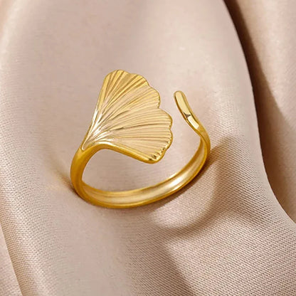 Starfish Shell Stainless Steel Open Rings For Women Fashion Gold Color Finger Ring Trendy Summer Beach Vacation Ocean Jewelry