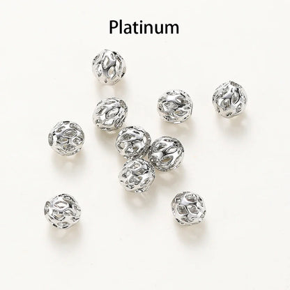 20pcs/bag 4mm 5mm 6mm 18K Gold Plated Hollow Round Spacer Bead Brass Charm Bracelet Beading For DIY Jewelry Making Accessories